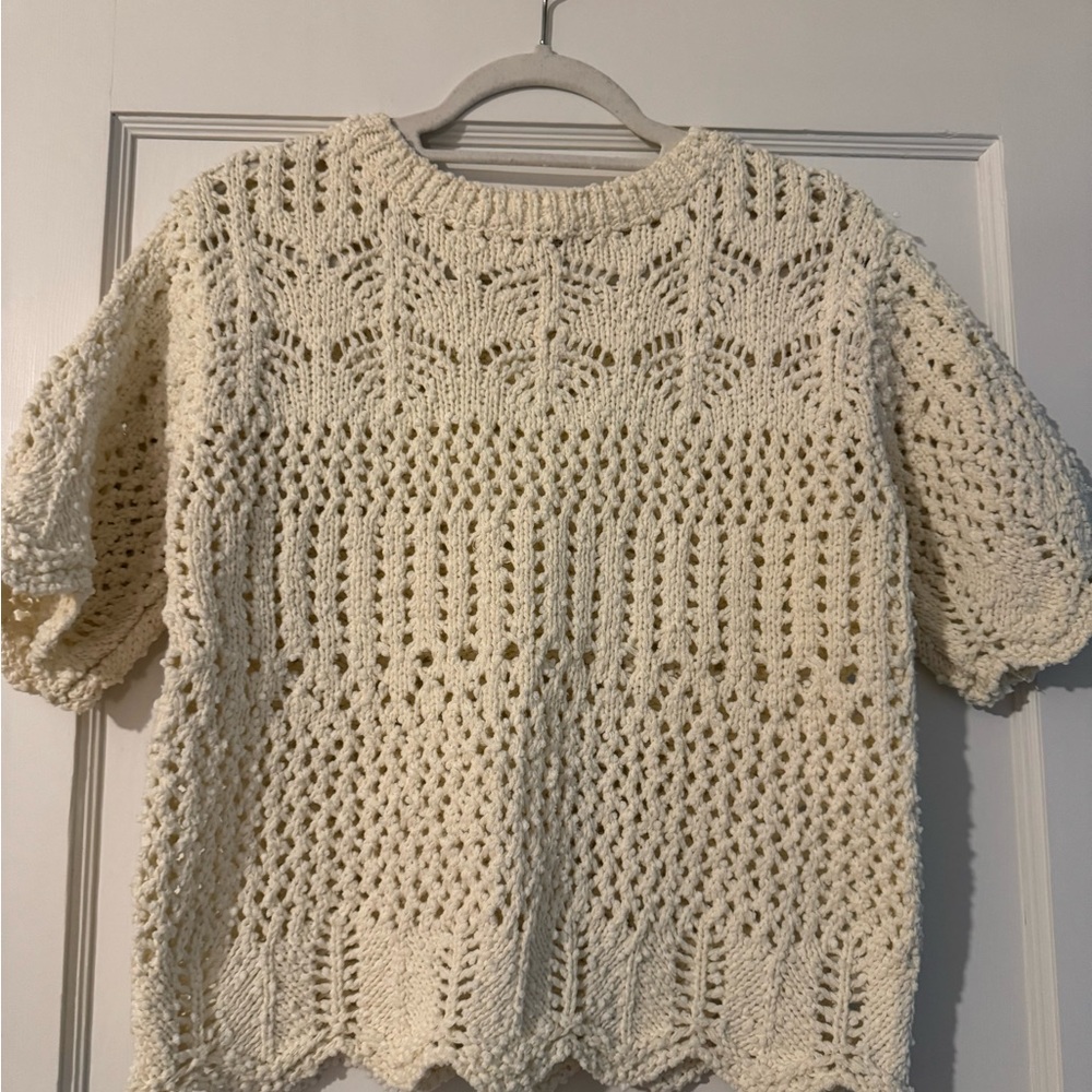 Bluivy Ivory Crochet Knit Top